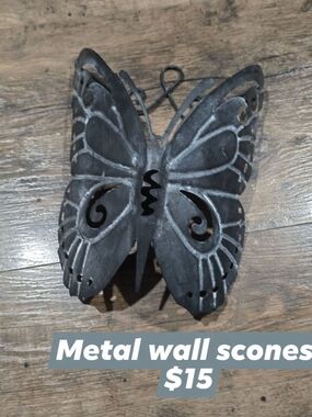 Source Unknown Gray Metal Butterfly Wall Decor